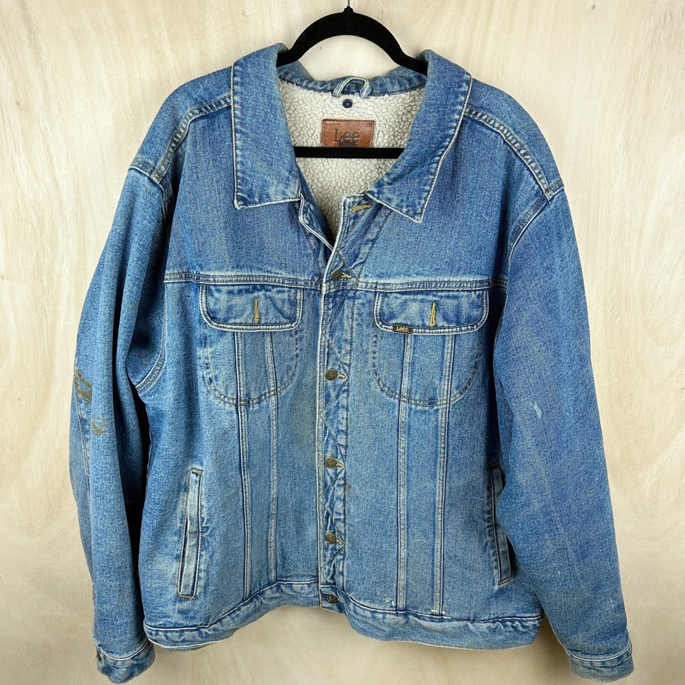 Vintage 90's Lee Jeans Denim Fleece-Lined Work Jacket – Men's‎ XXL